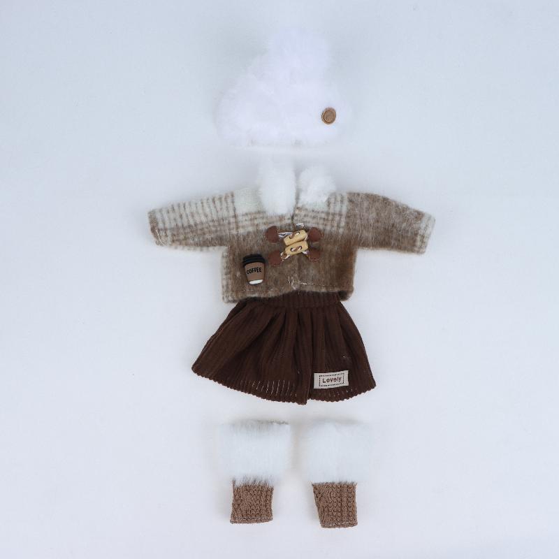 1 Set 1/6 Doll Outfit Kit 30Cm Doll Clothes Pretty Dress Hat Winter Coat Girl Toy Gift Doll Accessory No Shoes And Doll