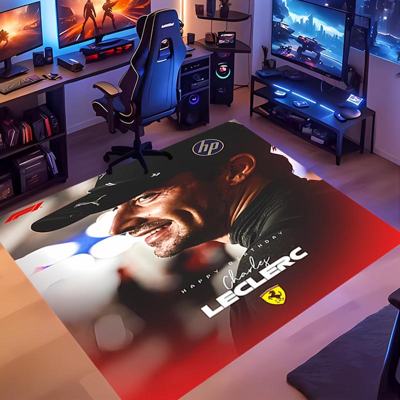C-charles Leclerc F1 Racing-Themed Entrance Mat,Non-Slip Mat Area Rug,Room Decor,Outdoor Decor,Kitchen Rug,Doormat - Machine Washable,Easy to Clean