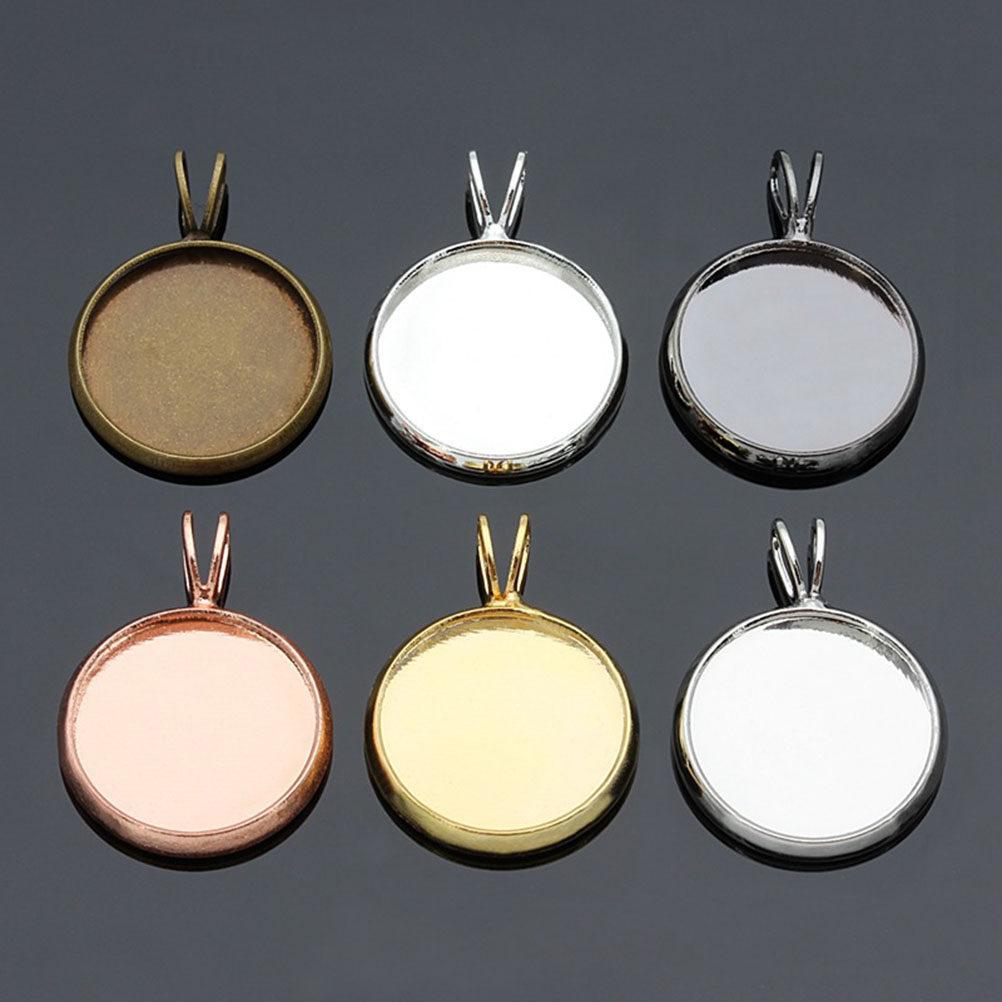 10Pcs Round Pendant Trays 10Mm Copper Plated Vintage DIY Jewelry Bezel Tray Pendants for Resin Crafts Gifts Making Accessories