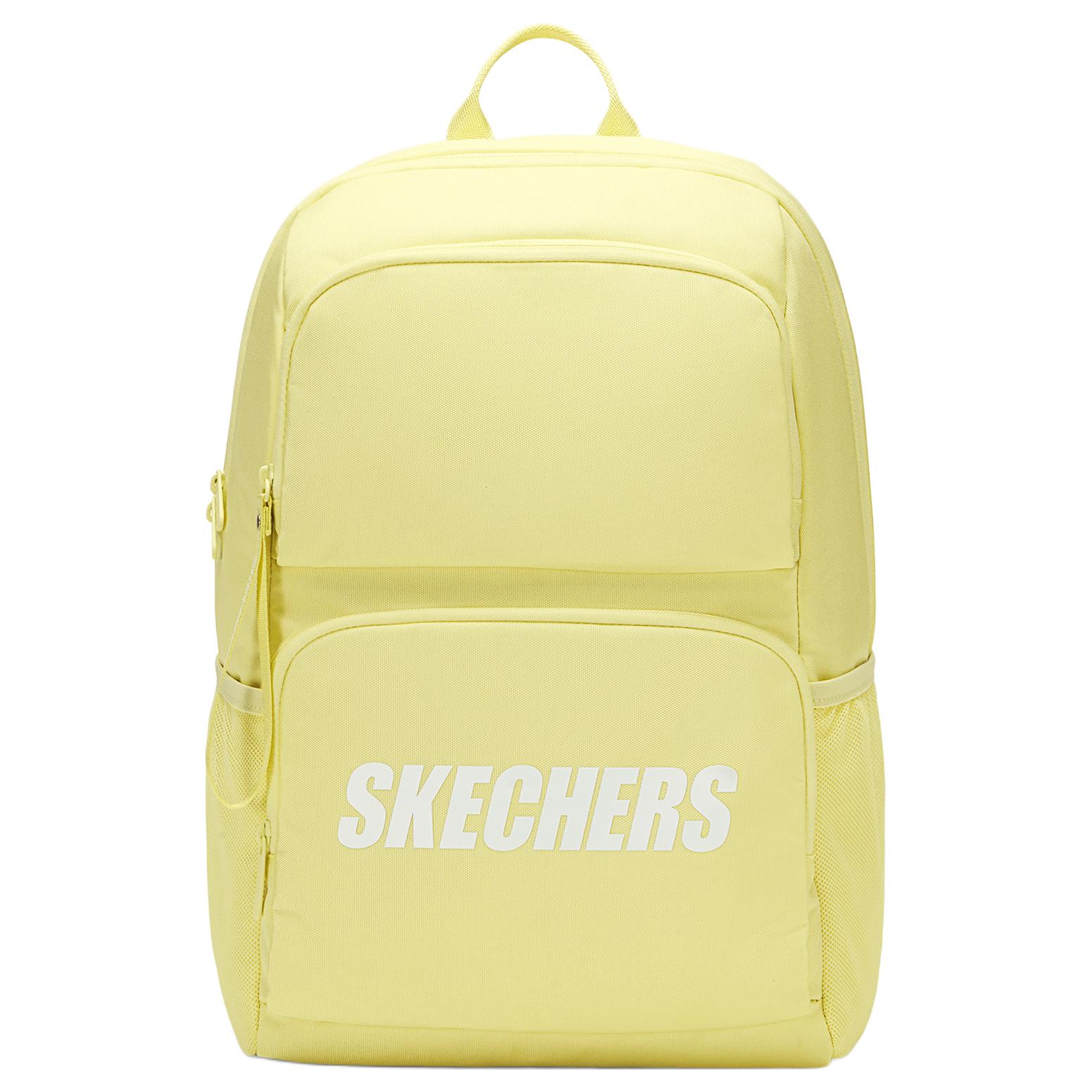 Skechers Solid Color Zipper Closure Logo Print Backpack Women backpack Vanilla-Yellow L320U196-040T Vanilla Yellow