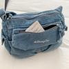Women Denim Shoulder Bag Vintage Large Capacity Casual Tote Handbag with Multiple Pockets