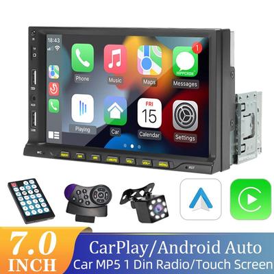 Radio para coche, reproductor MP5 1 Din, pantalla táctil de 7 pulgadas, Multimedia, FM, entrada auxiliar, Bluetooth, USB, Mirror Link, radio Universal para coche