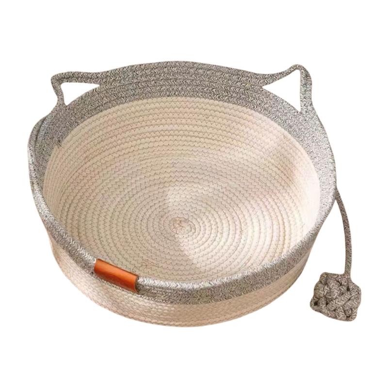 Woven Pet Bed for Kittens Puppy Birthday Gift for Pet Scratch Resistant for Kittens Colorful Bed Nest M серый
