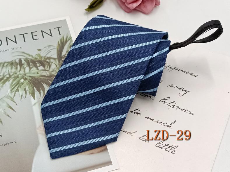 Men's Easy-Pull Knot-Free 8cm Striped Black Zipper Tie