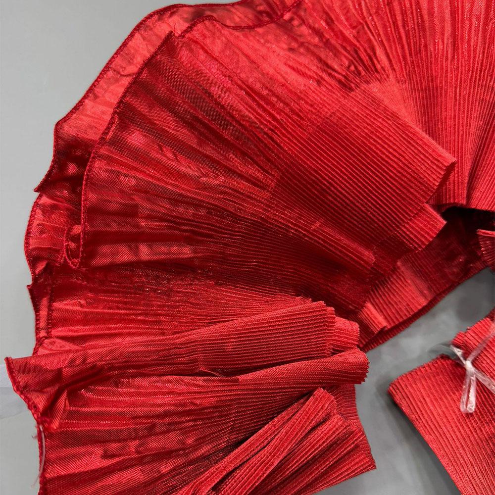 Metallic Lustrous Big Wave Lace Fabric Sewing for Bridal Ruffle Dress DIY Couture Wedding Clothes Decor Home Textile Accessories