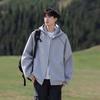 FENGXIAO Men's Retro Patchwork Hooded Zip-Up Sweatshirt
