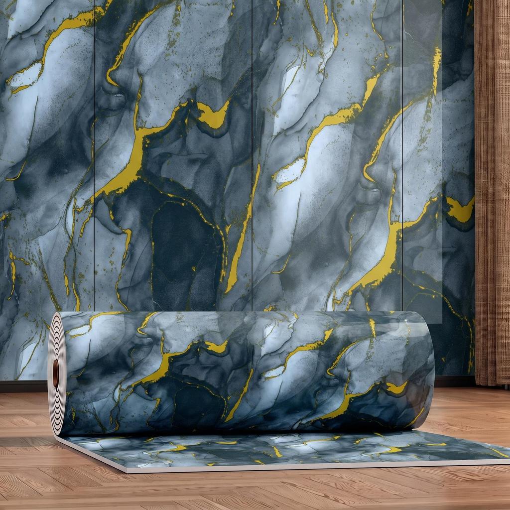 Gold-Plated Marble-Style Waterproof Wall Stickers for TV Backgrounds