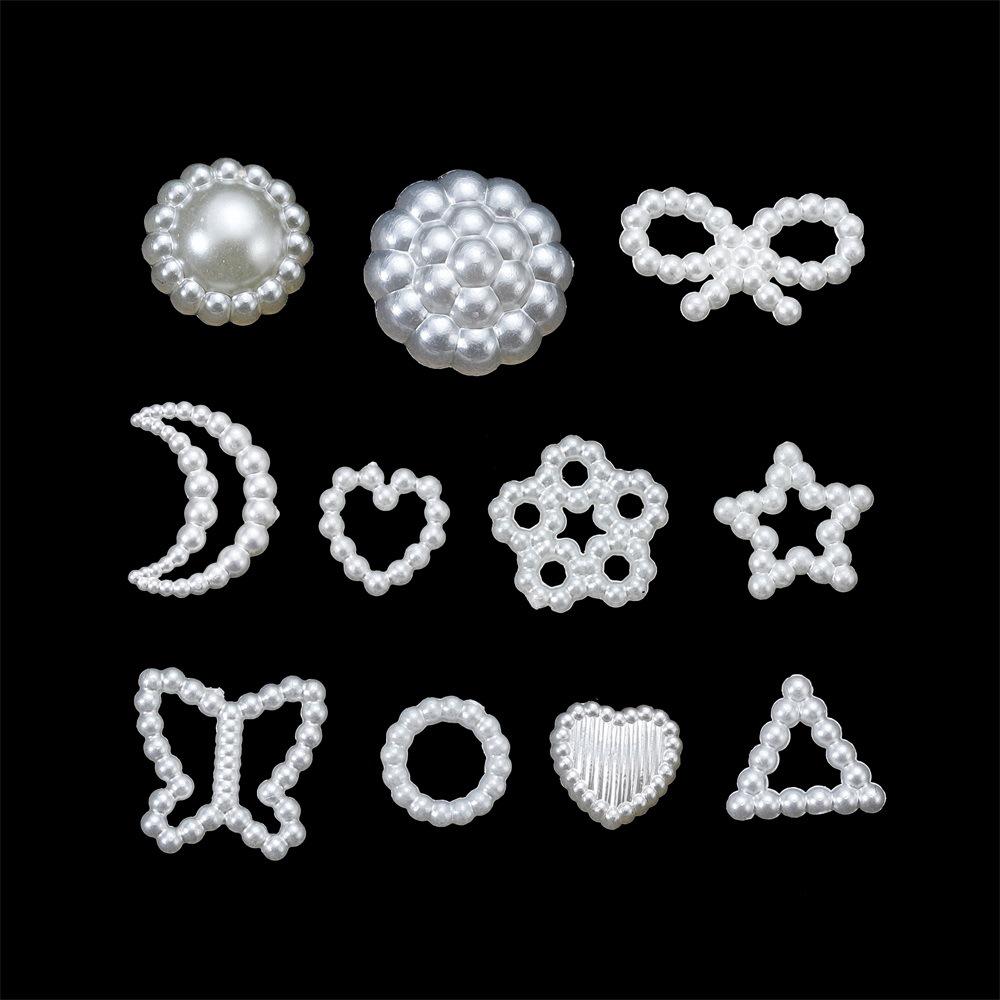 

Imitation Pearl Butterfly Heart Star Triangle DIY Phone Case Nail Art Accessories 100 pieces/pack