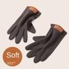 Warm Thin Fleece Gloves Korean Style Cycling Gloves Elegant Full Finger Mittens  Winter