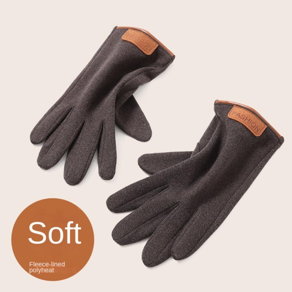 Warm Thin Fleece Gloves Korean Style Cycling Gloves Elegant Full Finger Mittens  Winter
