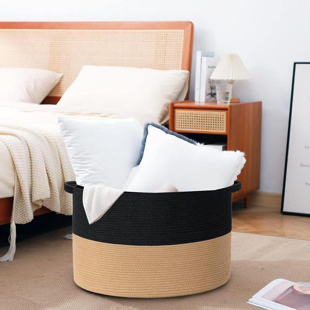 Cotton Rope Woven Basket - Foldable Wardrobe & Shelf Storage for Sundries