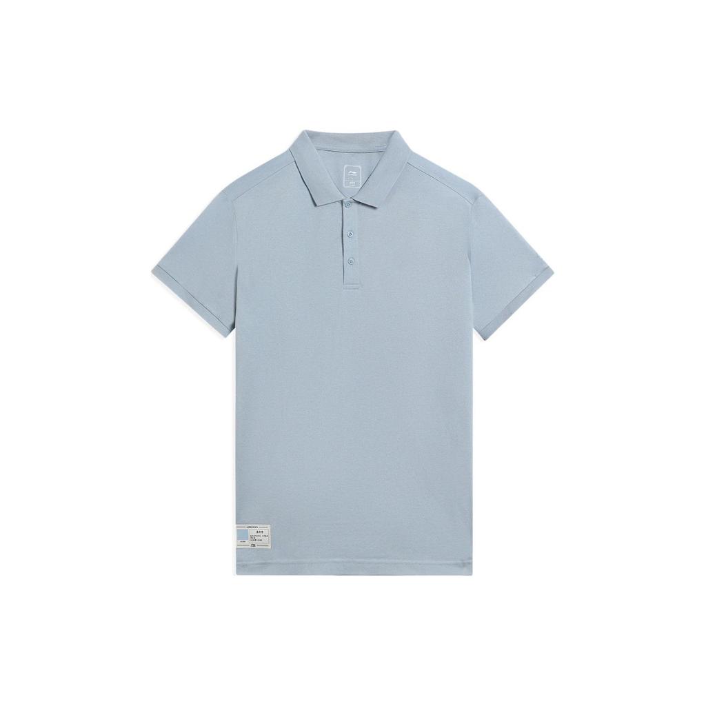Li Ning Sports Lifestyle Series Solid Color Simple Short Sleeve Polo Shirt Men Polo Shirts Mist-Blue APLS041-12