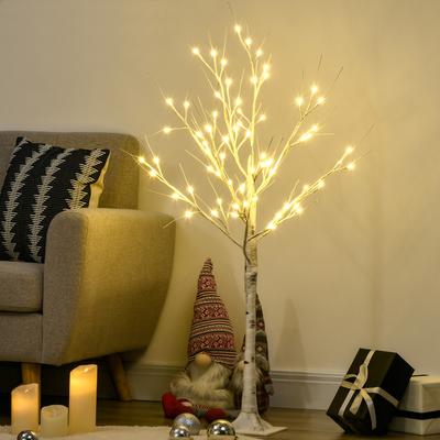 LED Light-Up Tree - Warm White Light Decoration - 72 LEDs - Indoor Use - 120 Cm - Christmas Decoration for Bedroom or Home - White