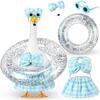 Bikini Porch Goose Outfits, Porch Goose Summer Outfits, Swimsuit with Hat Sunglasses & Swim Ring, Fit 23'' Lawn Goose Statue for Summer Outdoor Garden