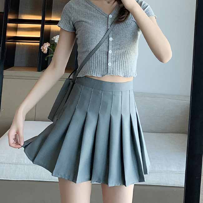 High Waist Solid Pleated Mini Skirt Women Summer Spring Korean White A-line Skirt Y2k Skort Clothes