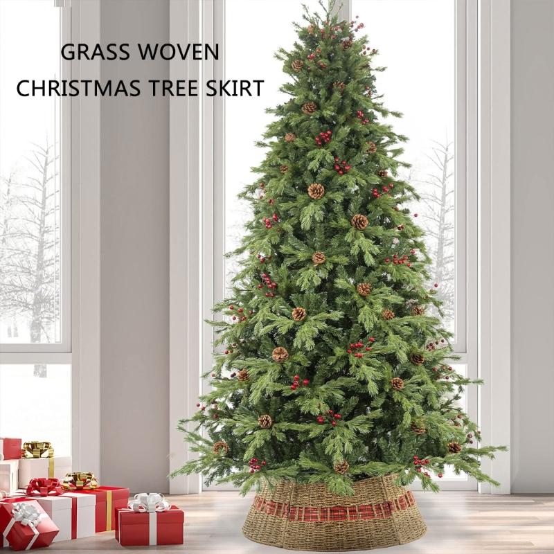 Festives Christmas Tree Collar Rattans Weave Base Stand Stylish Christmas Tree Skirt Festival Decoration for Office