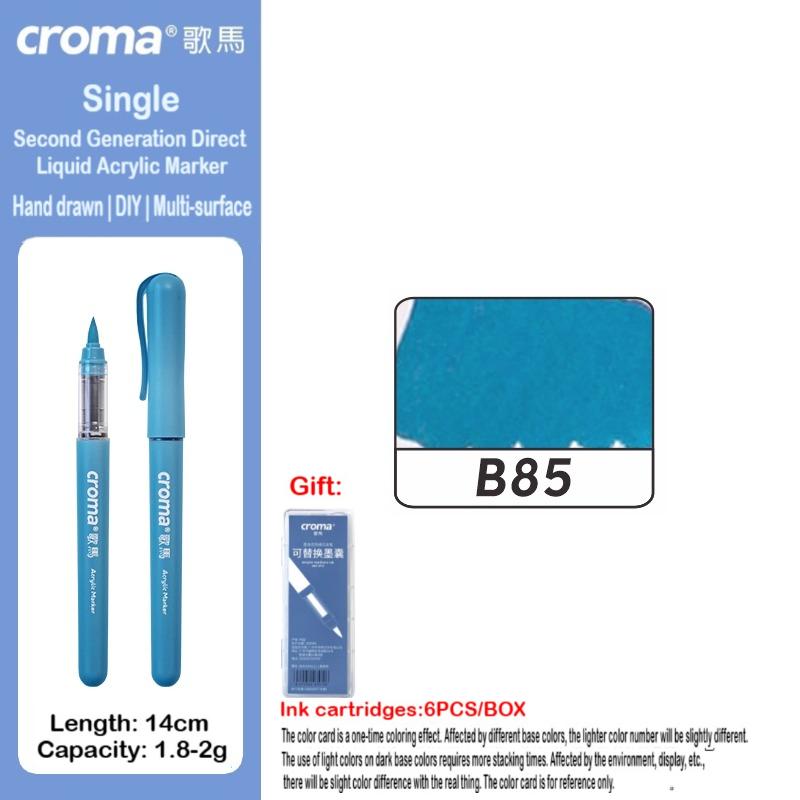 Croma 160/1 Farben Nachfüllbares Direktflüssig-Acrylmarker-Set mit Weicher Spitze, Waschbarer Aquarellpinsel Schulausstattung