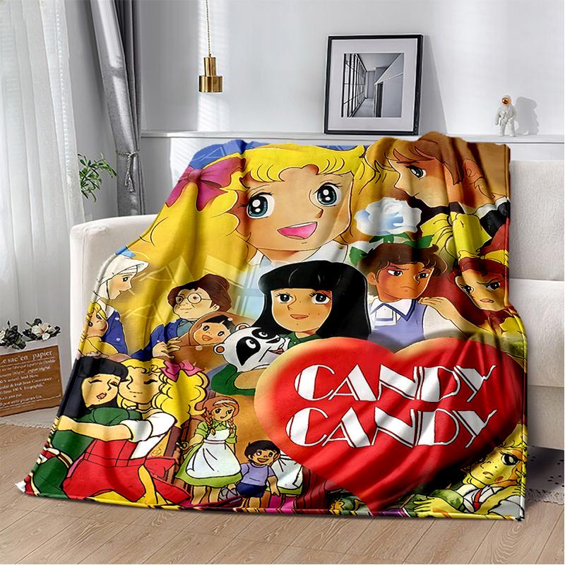 Candy Candy 29 Styl Nowy Retro Kreskówkowa Dziewczyna Anime Miękki Pluszowy Koc, Flanelowy Koc Narzuta do Salonu Sypialni Sofa Prezent dla Dziecka