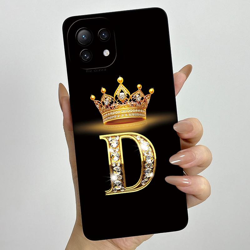 For Xiaomi Mi 11 Lite / 11 Lite 5G / 11 Lite 5G NE Crown Initial Letter Couple Phone Case Soft Silicone TPU Protective Casing