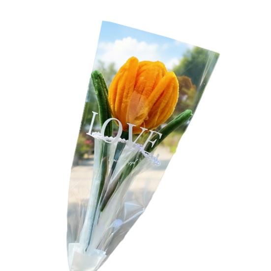 Twist Stick Tulip Bouquet Suede Texture Artificial Tulip Flowers in Pipe оранжевый