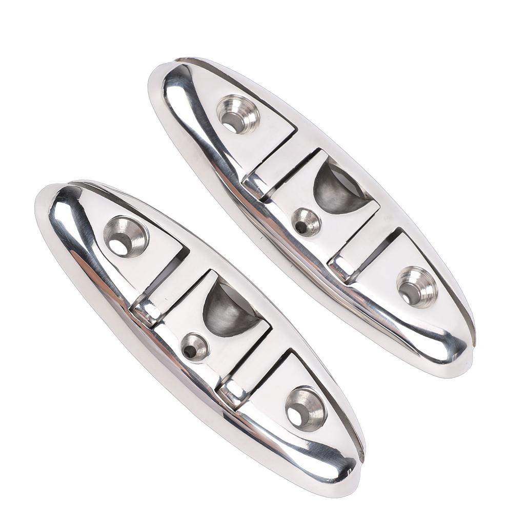 2 Sets Boat Folding Cleat 316 Stainless Steel   Up Dock Cleats with Back Plates and Screws for Kayak Yacht Pontoon