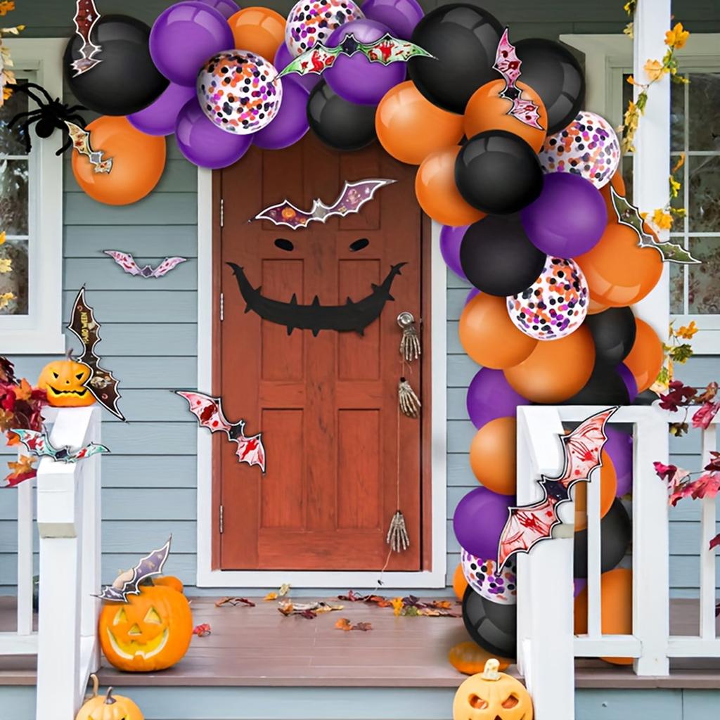 Halloween 3D Night Light Bat Wall Stickers, Witch Bat Broom Flying Stickers, Pumpkin House Horror Stickers