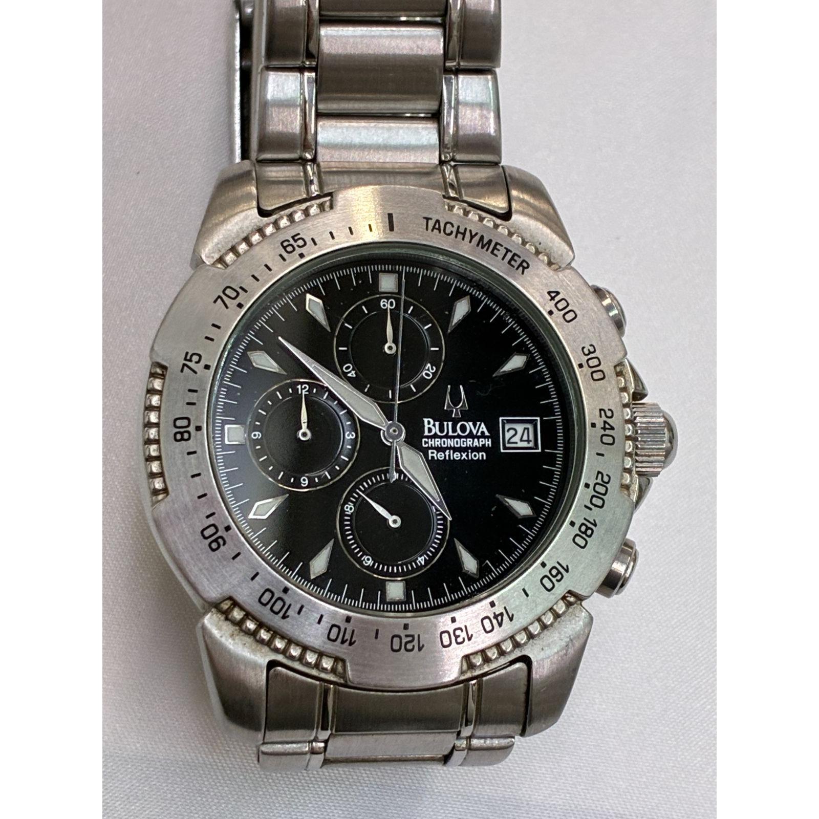 Б/У Цена утилизации N [Хлам] BULOVA Часы Bulova Мужские Черные День Дата Логотип Винтажный Гонки Хронограф