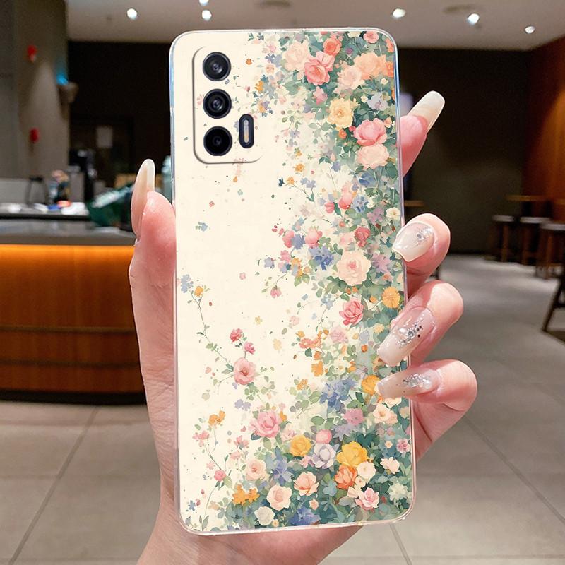 Für Realme X7 Max 5G Hülle X7Max RMX3031 Luxus Schmetterling Blume Klar Weiches TPU Silikon Rückseite Handyhülle Für RealmeX7Max 5G Hülle