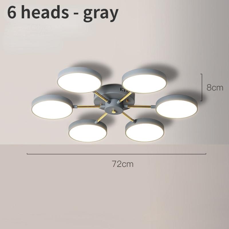 

Светодиодный потолочный светильник, разветвленные люстры для гостиной, потолочные светильники, спальни и кухни, внутреннее освещение 6 Head - Lamp серый