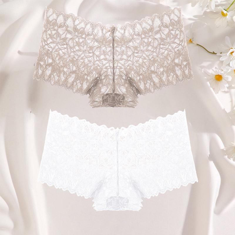 2 ks krajkové šortky pro ženy s nízkým pasem, květované spodní prádlo S-XL, sexy kalhotky pro dívky, dámské krajkové kalhotky, spodní prádlo