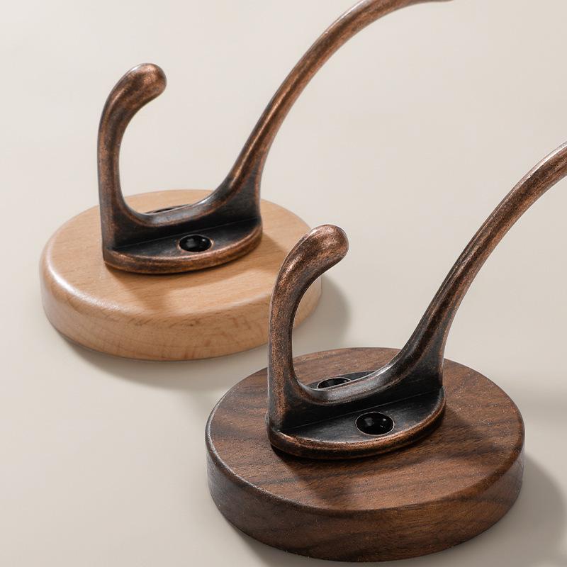 Black Walnut No-Drill Wall & Door Hook for Clothes and Hats