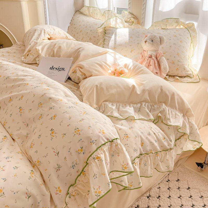 

Комплекты постельного белья в французском деревенском стиле размера «queen» для девочек, с оборками, мягкая простыня, комплект пододеяльника с наволочками, покрывало Flat Bed Sheet&Single150x200 3pcs