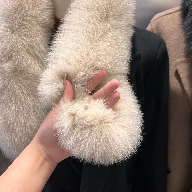 Long Real Fox Hair Scarf, Simple and Warm in Autumn and Winter, Thickened Double-sided Plush Neck Protector, Fur Scarf, Fur Collar, Children