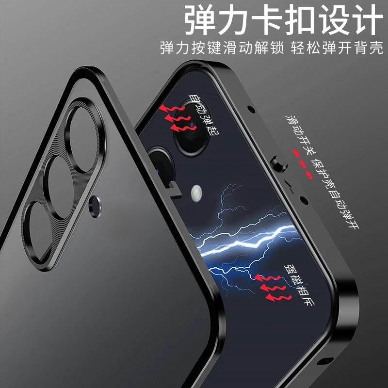 Per Samsung A55 Custodia per Telefono con Protezione Lente in Metallo Alloy Per Galaxy A 55 5G Vetro Temperato Trasparente Cover Posteriore Rigida Antiurto