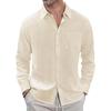 Camicia Casual da Uomo a Maniche Lunghe, Monocolore, Bottoni, Puro Cotone