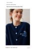 Women's Blueberry Embroidered Cashmere Cardigan, Autumn/Winter 2026 Edition, Round Neck, Short Jacket in Gentle Style