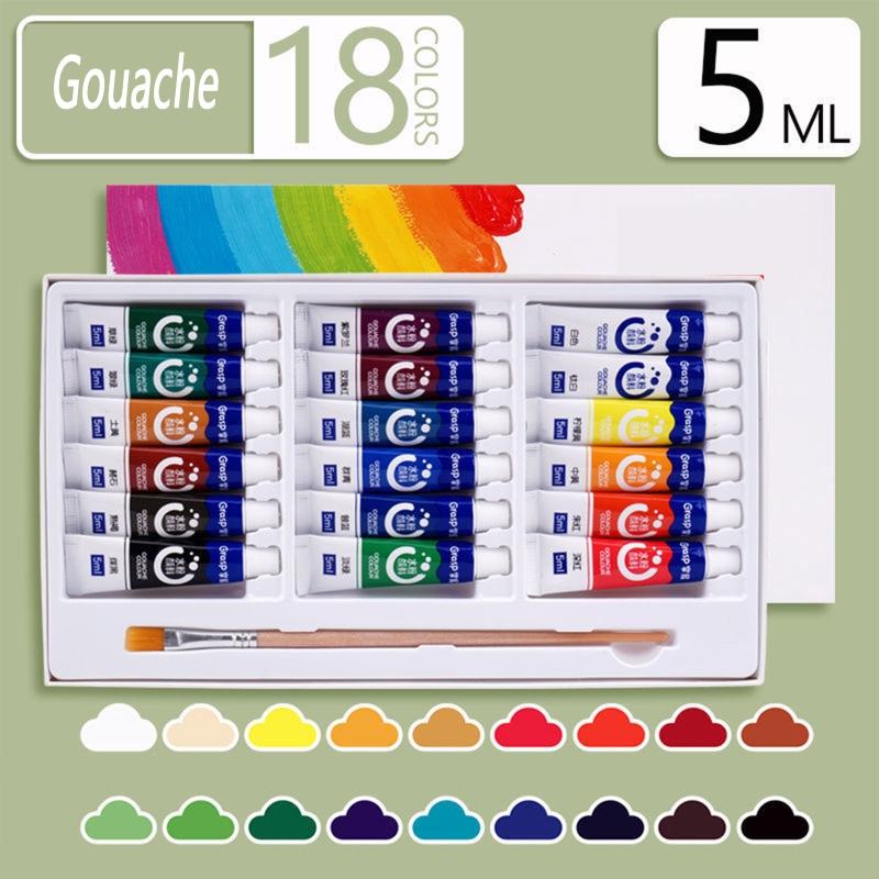 Gouache Paint Set Watercolor Tubes (0.17 Oz, 5 Ml) Rich Pigments Non Fading Washable Paints for Artist Hobby Painters