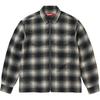 Studded Shadow Plaid Zip Up Shirt Black