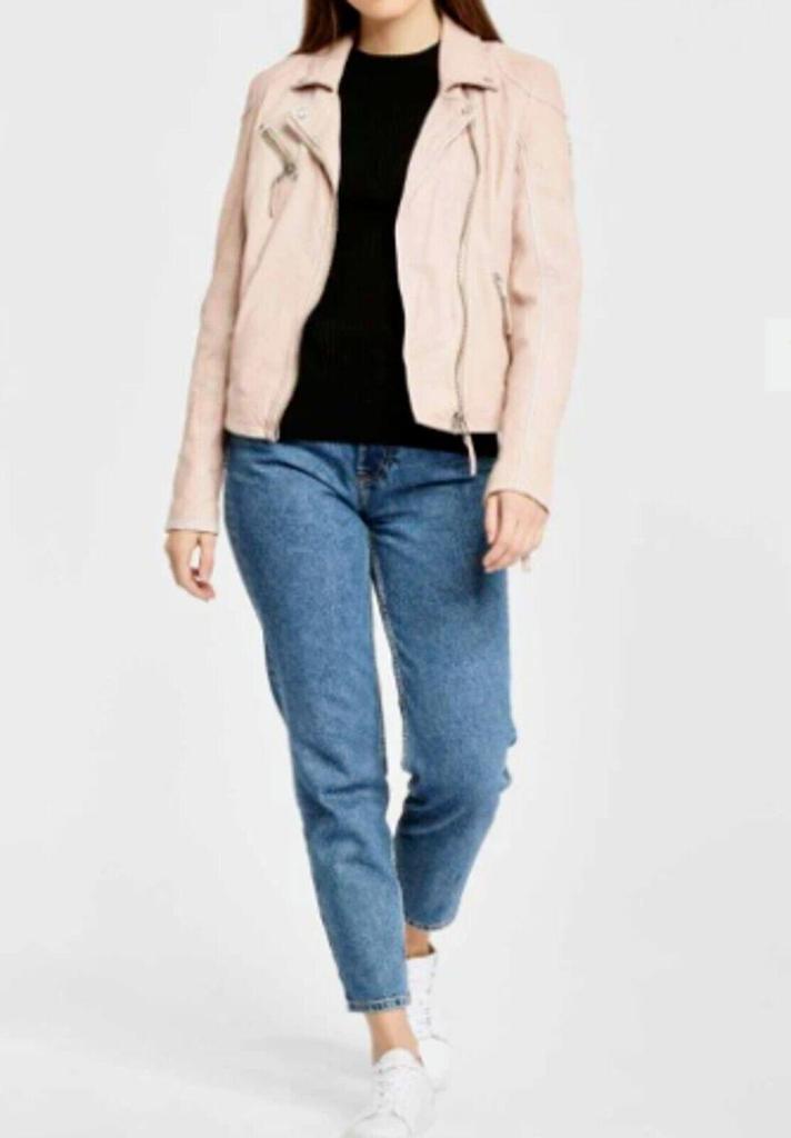 Barbie Jacket Party Light Pink Design Handmade Suede Leather Women Lambskin