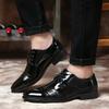 Black Glossy Leather Shoes For Men Business Formal Shoes Soft Sole Breathable Shoes JZ-602
