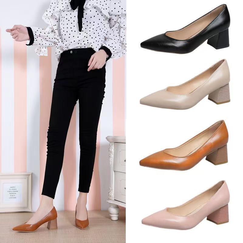 Women's shoes new autumn pointed toe foot shoes women's thick heel light mouth sexy high heels professional shoes