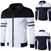 Mode Heren Winter Ritssluiting Sportkleding Patchwork Jas Lange Mouw Jas