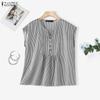 ZANZEA Women Casual V-Neck Sleeveless Stripe Tank Tops