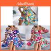 Blumenprint Kurzarm A-Linien-Kleid mit Rüschensaum für legere Sommerkleidung