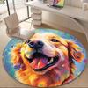 1PC Golden Retriever Artwork Office Round Area Rug, Mat Suitable ForOffice, Under Office Chairs Bedroom Living Room Home Decor, Room Deco