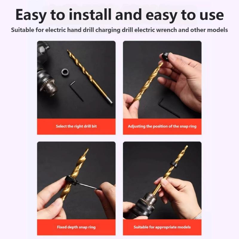 Hex/Round Shank Oblique Hole Locator Drill Bit for Precise Hole in Woodworking Constructed from High Speed Steel Build