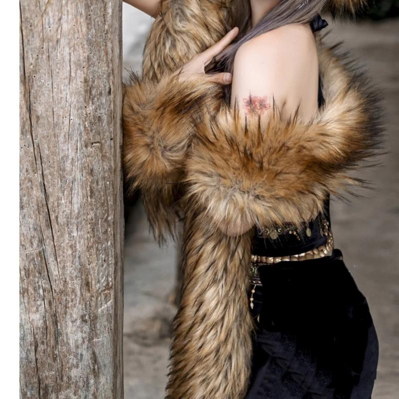 Luxurious Faux Furs Scarf Collar Long Neckerchief Shawl Wrap for Women Winter Warmth Evening Party Fuzzy Stoles Shrug