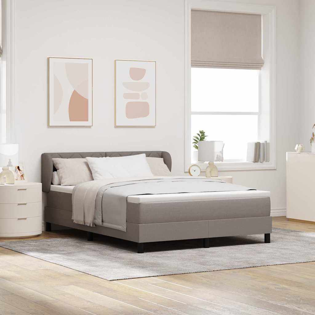Box Spring Bed with Headboard Taupe 140 X 200 Cm Fabric