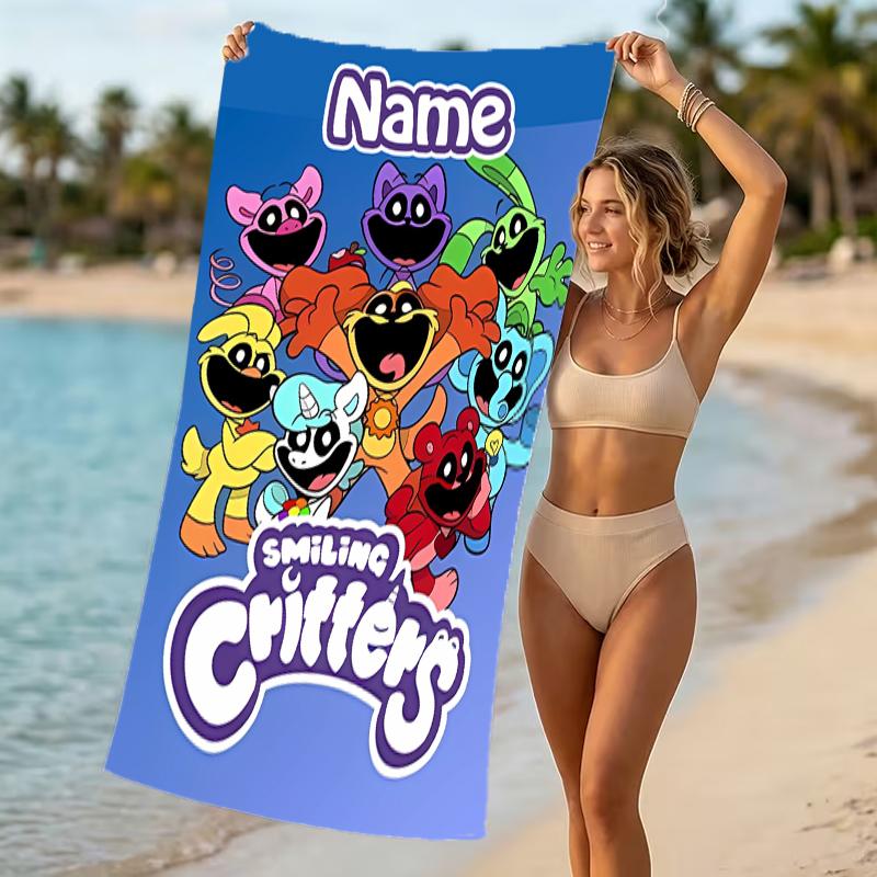 Customizable Personalized Beach Towels Smiling Critters Themed designs.Suitable for the Beach, Yoga, Sports;ideal As Beach Accessories