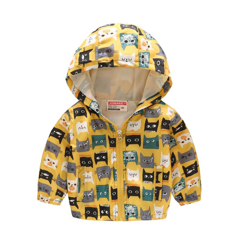 Bedruckte Jacke Strickjacke Kinder Mädchen Jungen Kapuzen Langarm Reißverschluss Blumen Auto Cartoon Windjacke